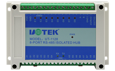 宇泰工業(yè)級8路RS-485串口集線器_UT-1128 工業(yè)級RS-232/RS-485轉8PORT RS-485集線器